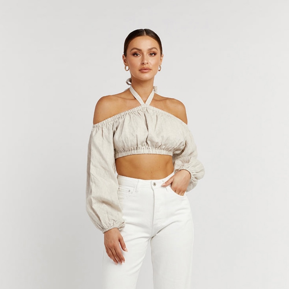 Dissh Ginny Natural Linen Crop Top US size 6